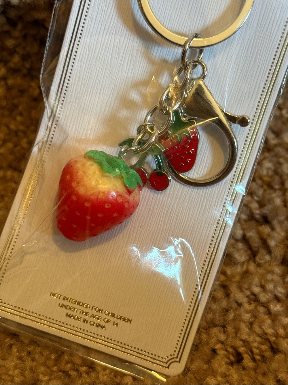 Fruit Charm Keychain NWT Strawberry Cherry